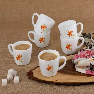 Imperial Orange Lily Ricca Mugs, 6 Pieces