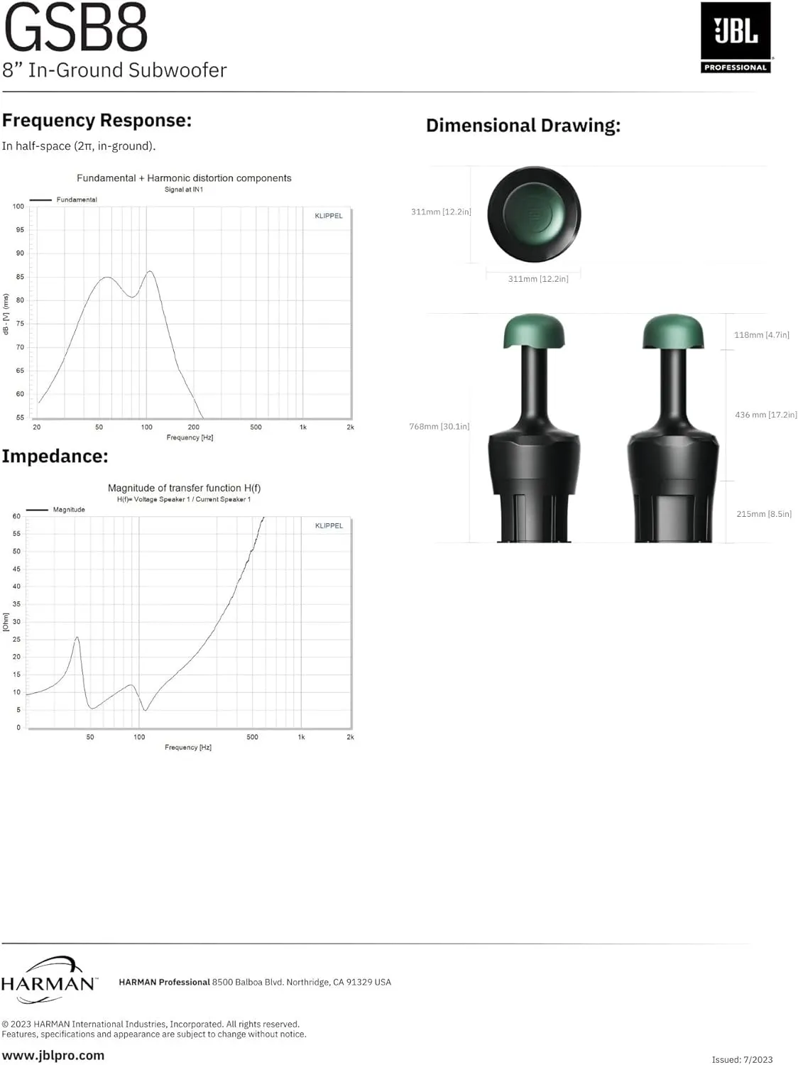 JBL GSB8 Weatherproof In-Ground 8" Subwoofer (Green)