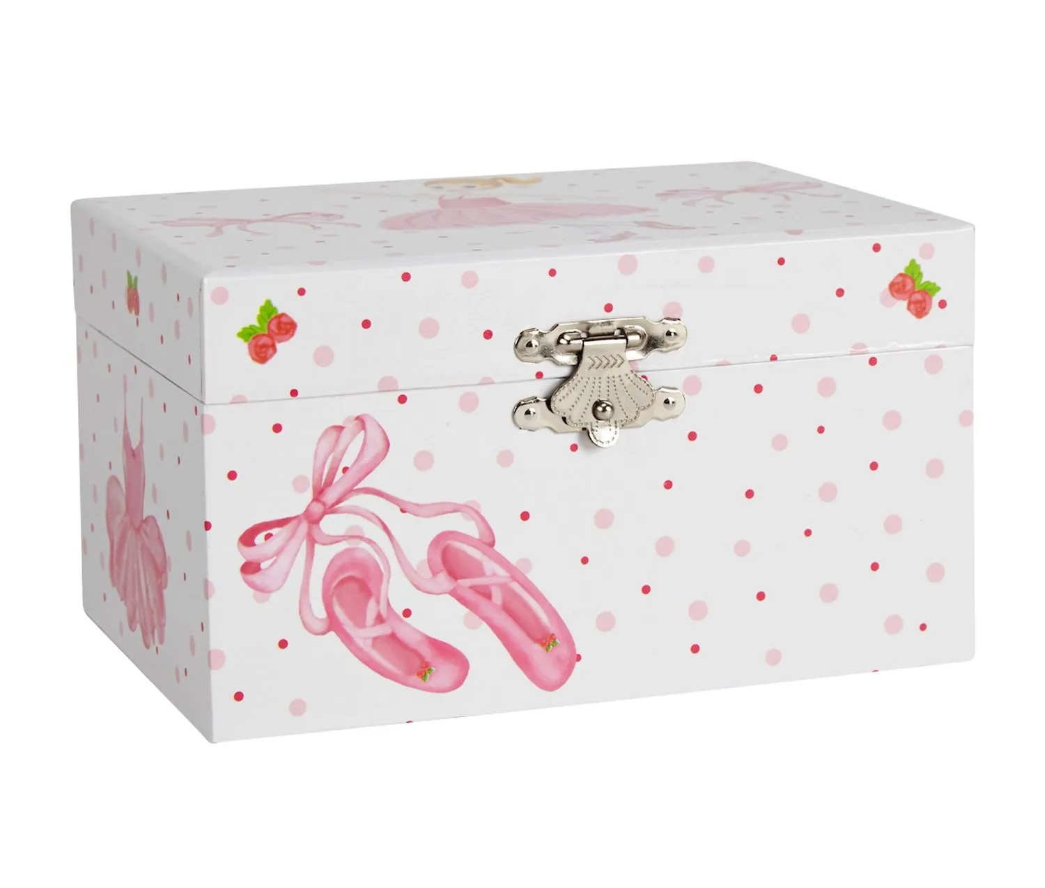 Jewelkeeper Girl's Musical Ballerina Jewelry Storage Box with Pink Polka Dot Design, Swan