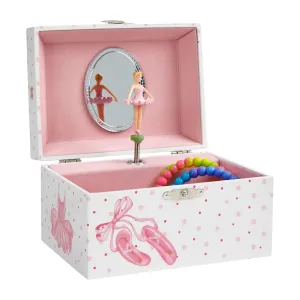 Jewelkeeper Girl's Musical Ballerina Jewelry Storage Box with Pink Polka Dot Design, Swan