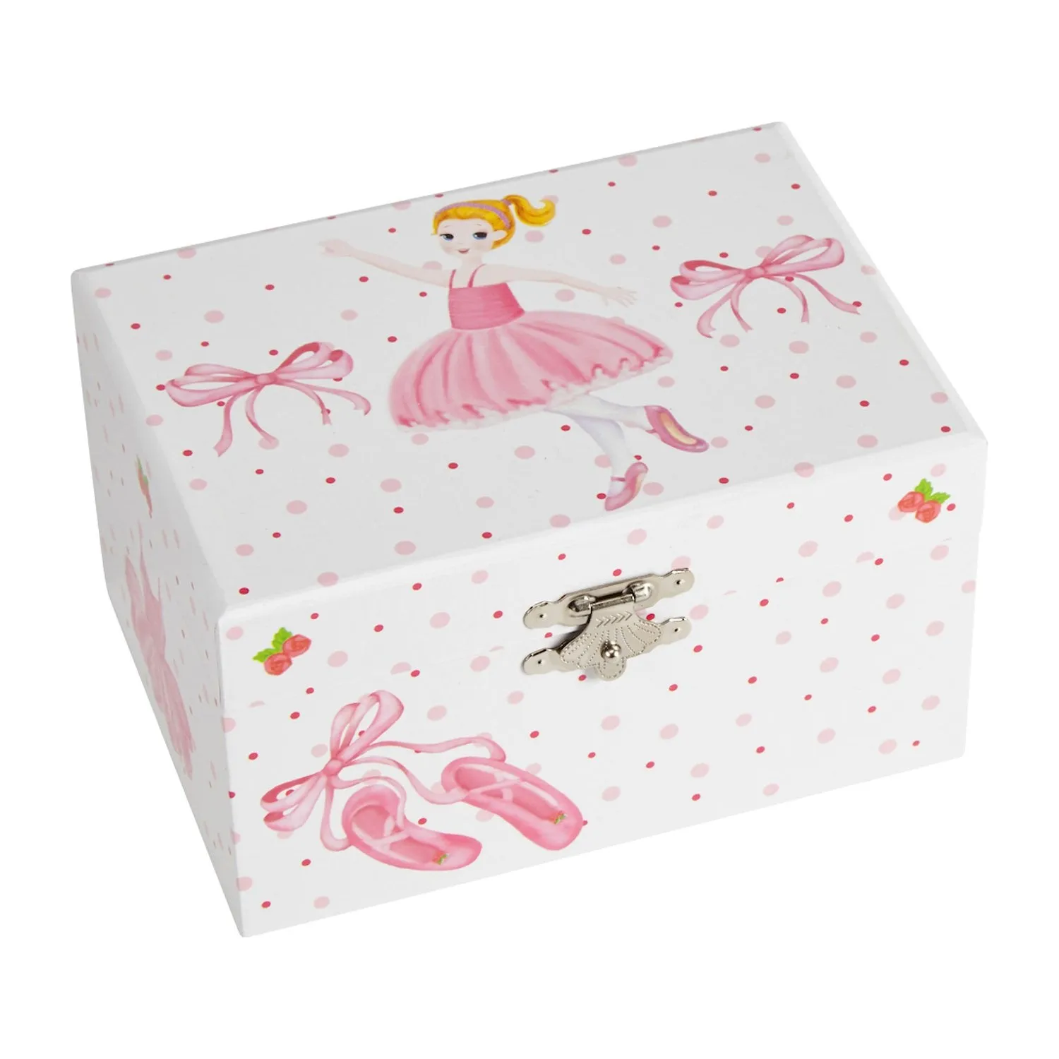 Jewelkeeper Girl's Musical Ballerina Jewelry Storage Box with Pink Polka Dot Design, Swan