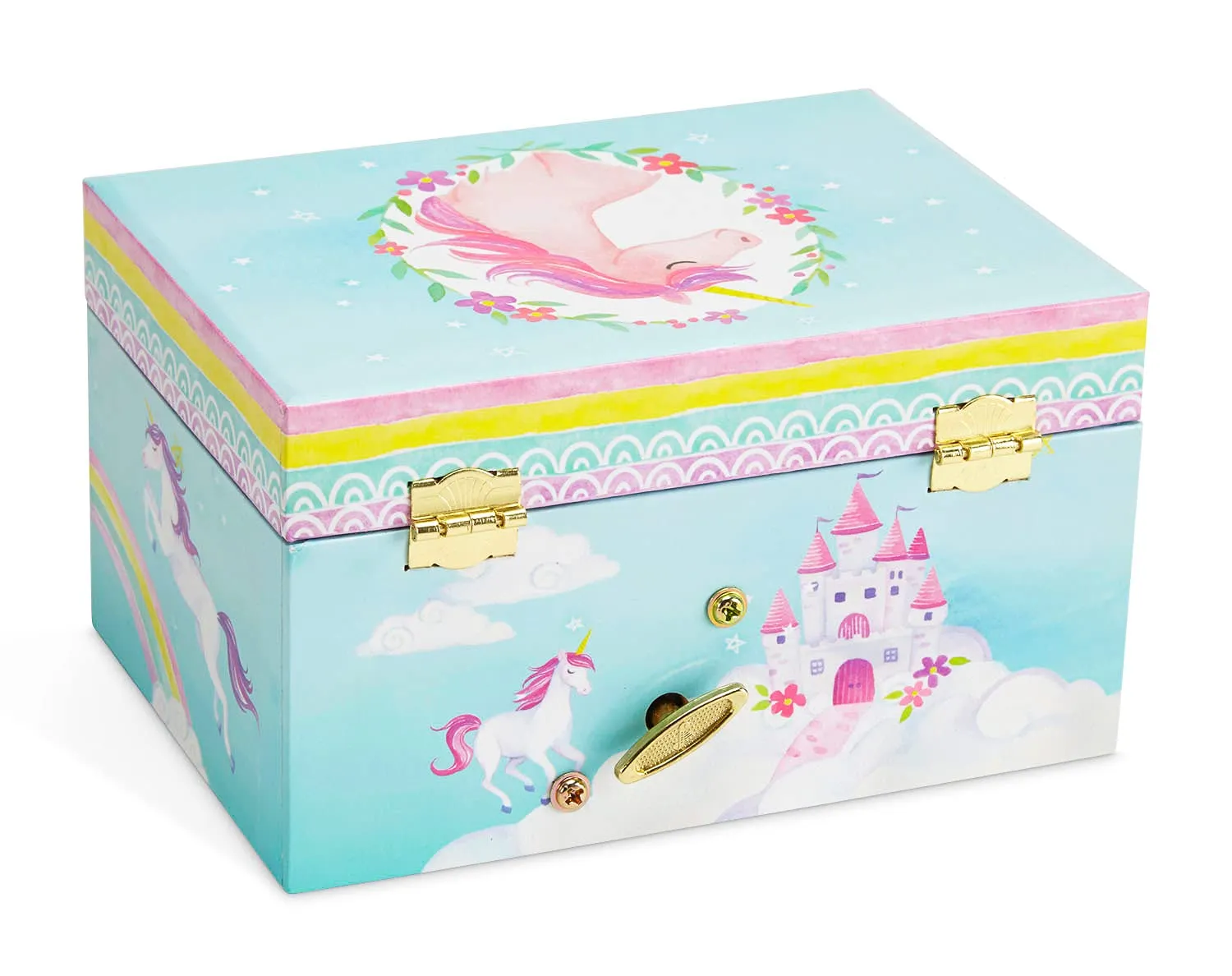 Jewelkeeper Girl's Musical Jewelry Storage Box with Spinning Unicorn, Rainbow Design, The