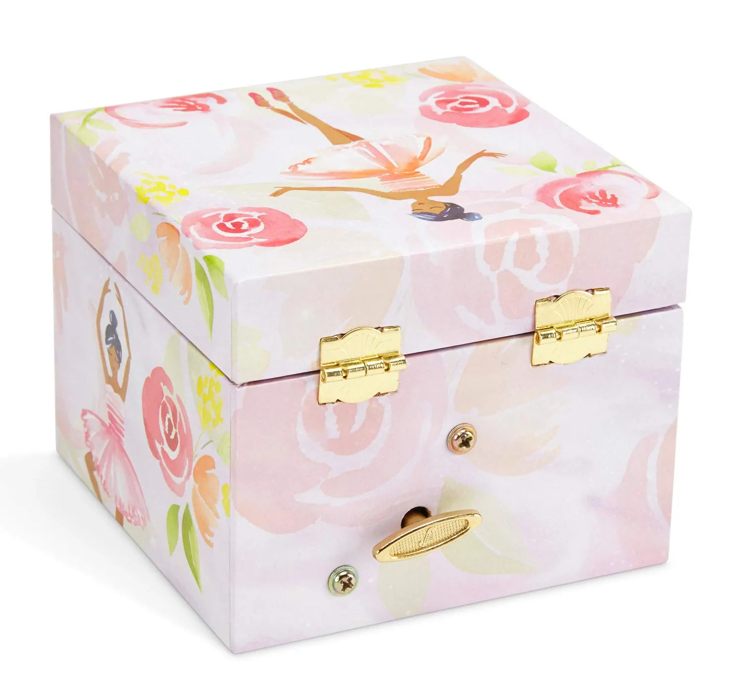 Jewelkeeper Musical Jewelry Box, Pink Rose Ballerina Design with Pullout Drawer, Swan Lake