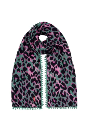 Khaki with Pink and Black Shadow Leopard Charity Super Scarf