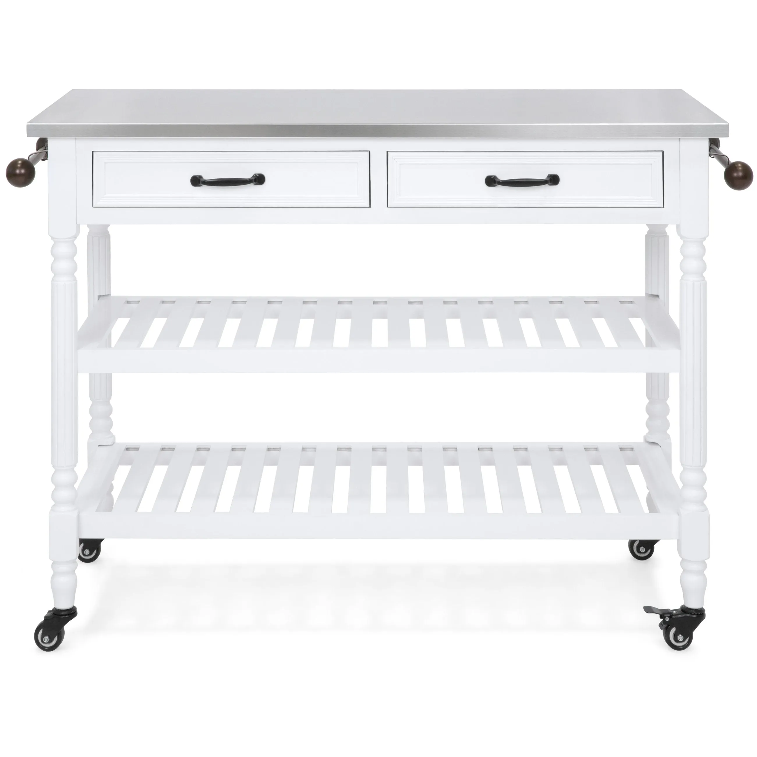 Kitchen Island Storage & Bar Cart w/ Stainless Steel Top