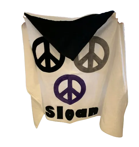 KokoBaby Peace Sign Grey/Purple Towel