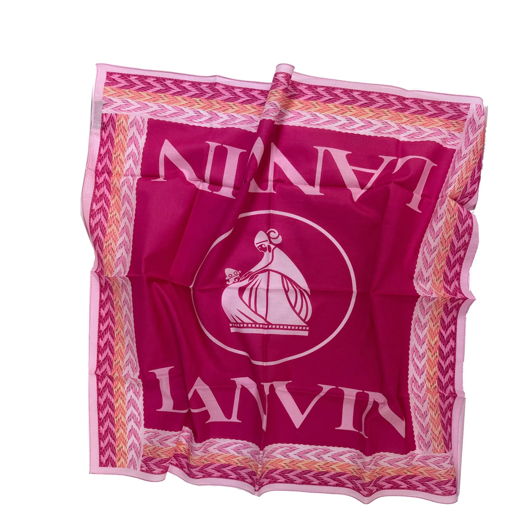 Lanvin Small Scarf Pink Orange Design - Cotton SALE