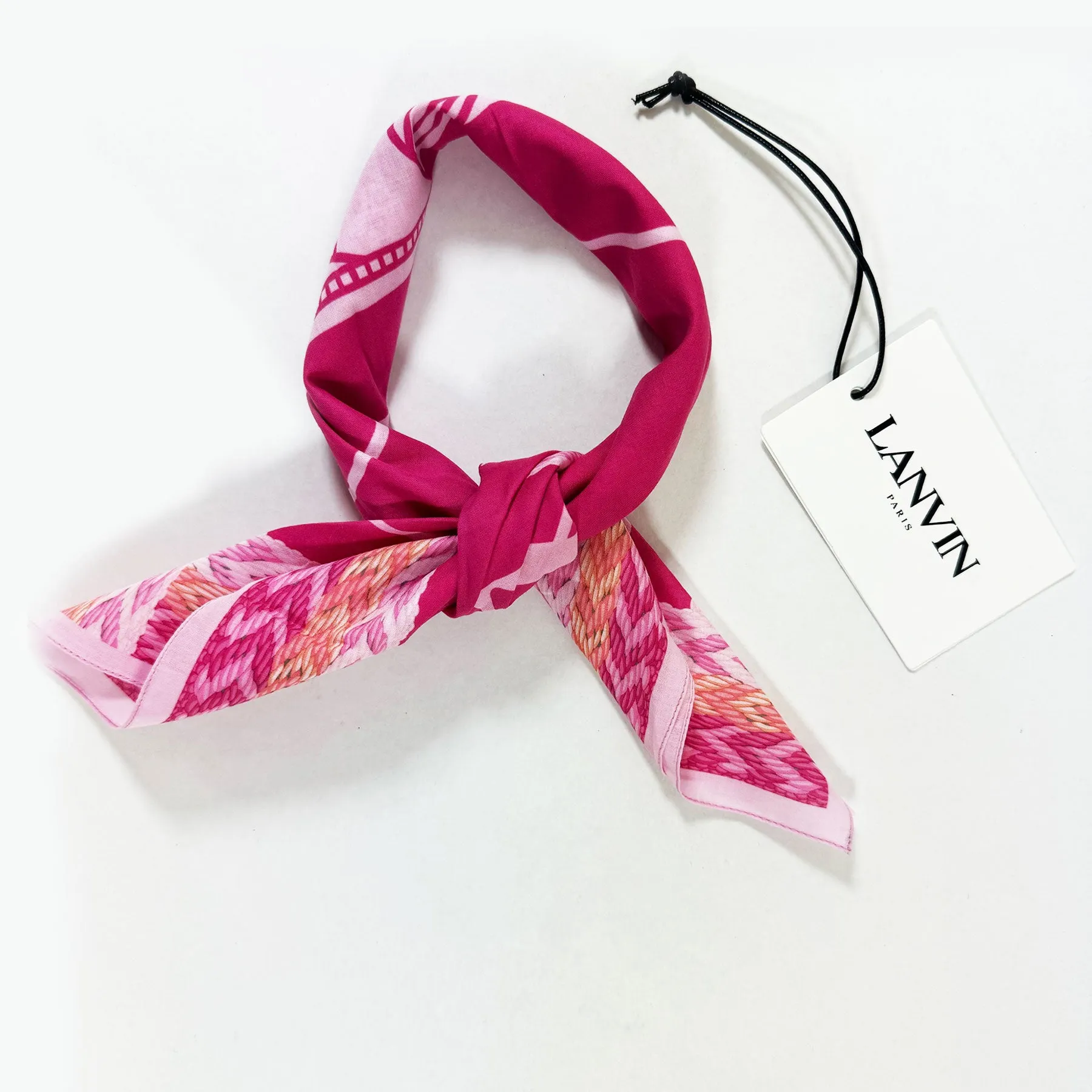 Lanvin Small Scarf Pink Orange Design - Cotton SALE