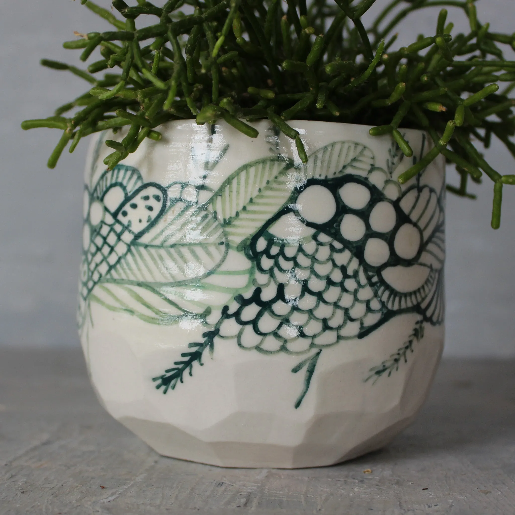 Large Ceramic Planter : Green Seafoam