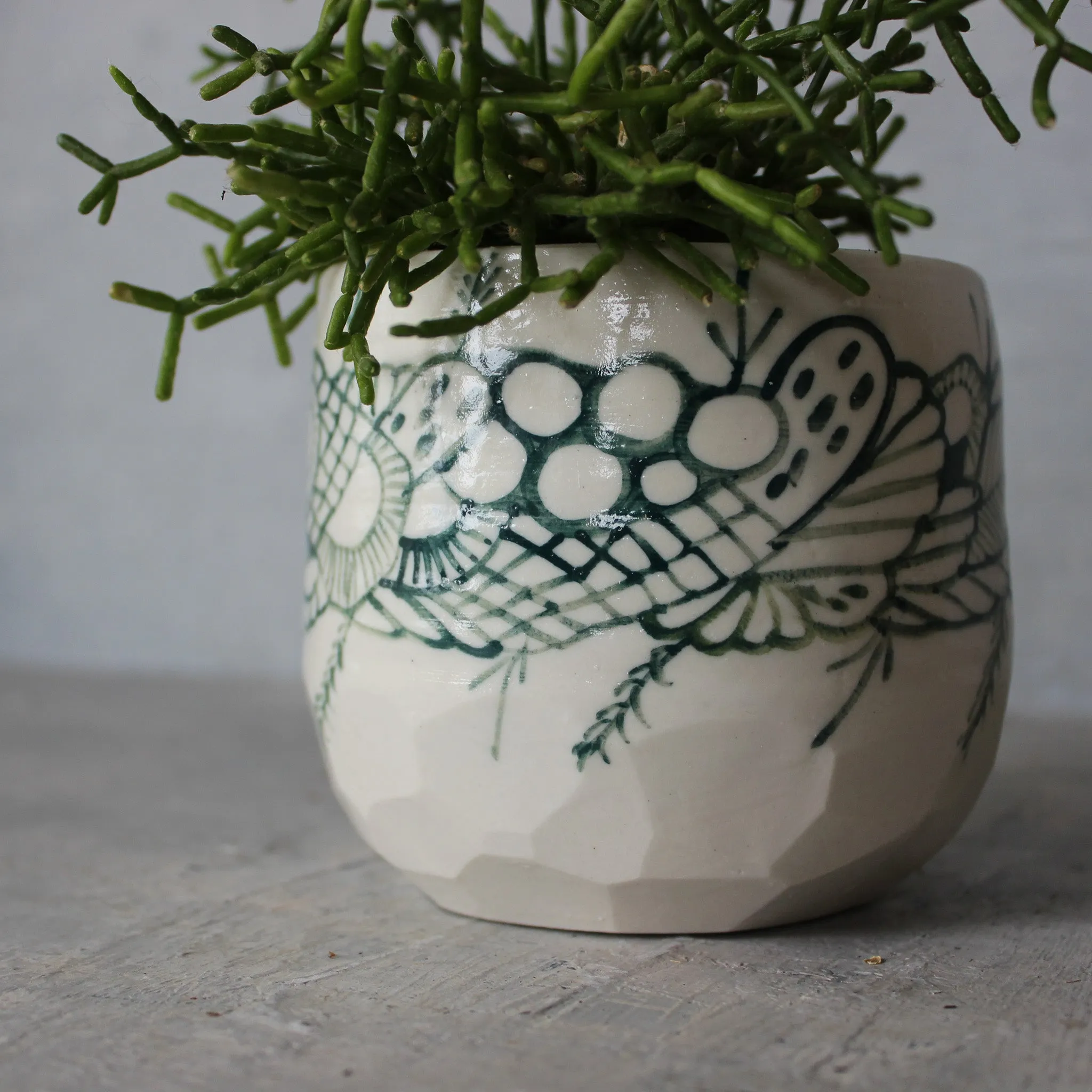 Large Ceramic Planter : Green Seafoam