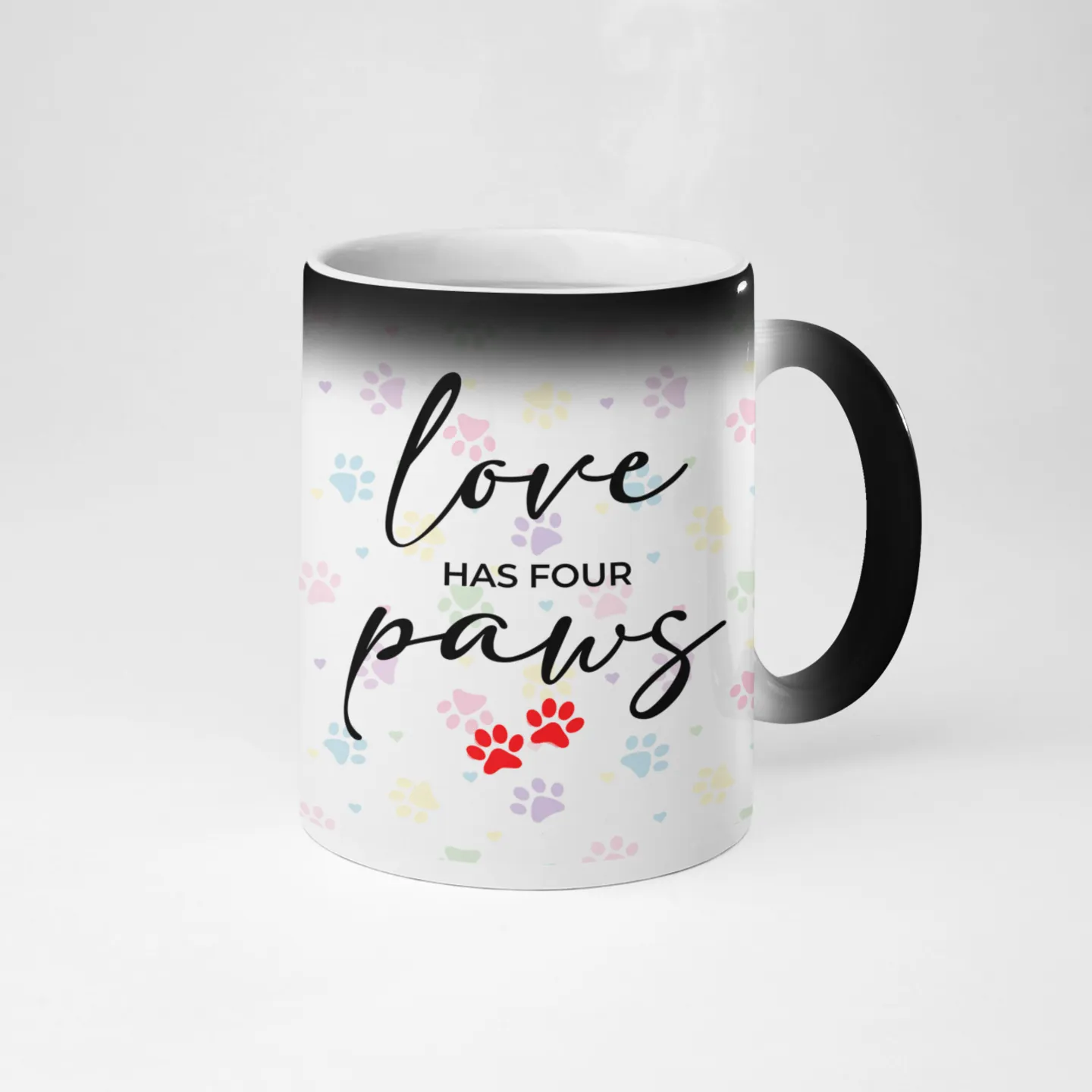 Love Has Four Paws Pet Collage Heat Activated Magic Mug