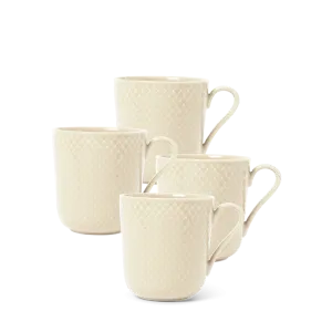 Lyngby Porcelæn Rhombe Earth Mug with Handle Set, Marble, 4 Pcs.