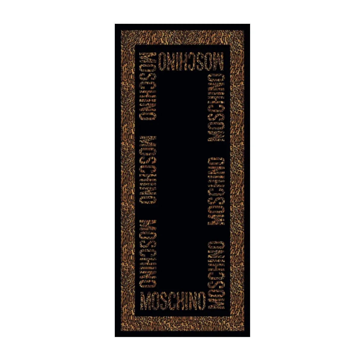 Moschino Scarf Black Logo Leopard Design - Large Wool Silk Shawl FINAL SALE