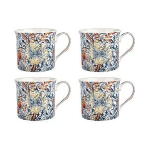 Nostalgic Ceramics Stoke on Trent Fine China Blue Lily Mug 270ml (Set of 4)