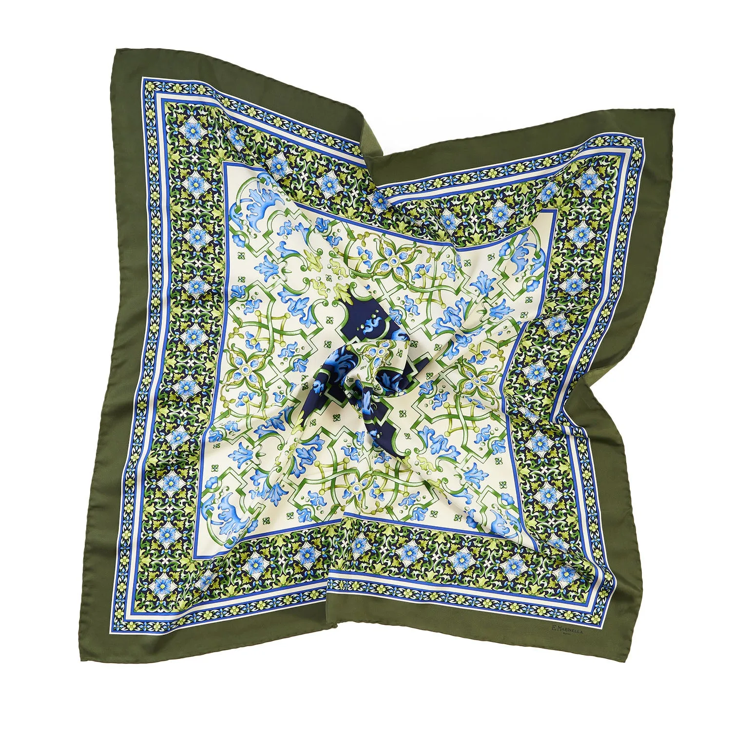 OLIVE GREEN SILK SCARF 90