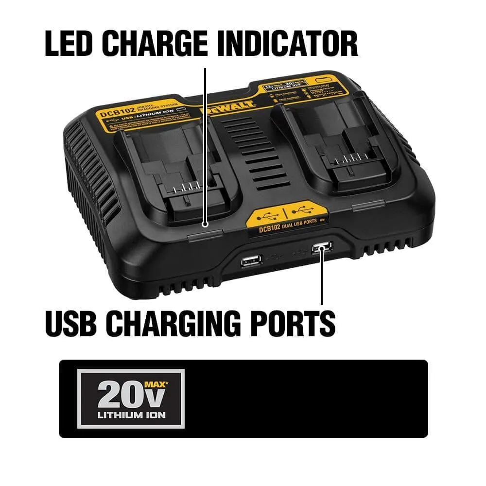 Open Box -  DEWALT 12-Volt - 20-Volt MAX Lithium-Ion Dual Port Jobsite Fast Charging Station