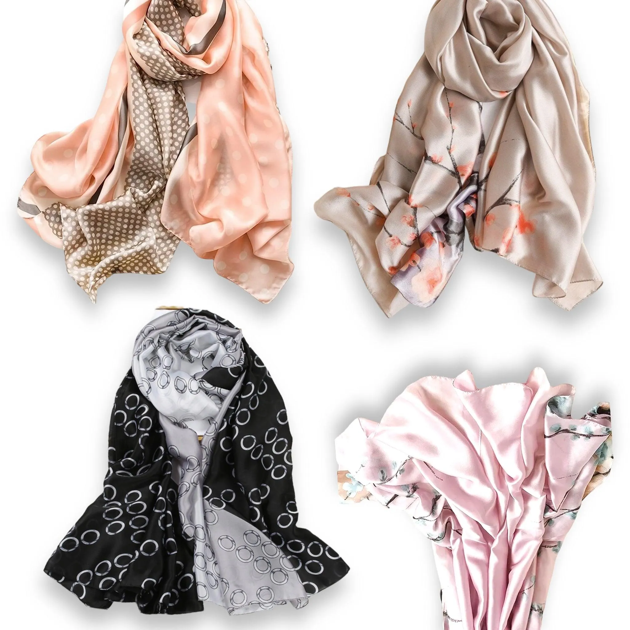 Oversized Print Silk Scarves