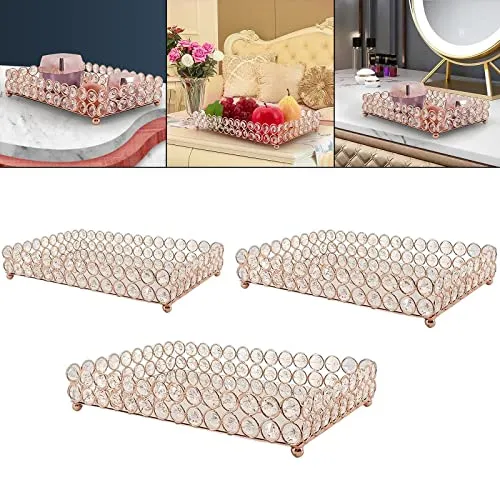 Pinakine® Mirrored Fruit Vanity Tray Storage for Wedding Wine Restaurant S Rose Gold|70041224PNK