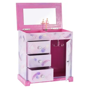 Pink And Purple Ballerina 3 Drawers Jewelry Box For Girls - Little Girl'S