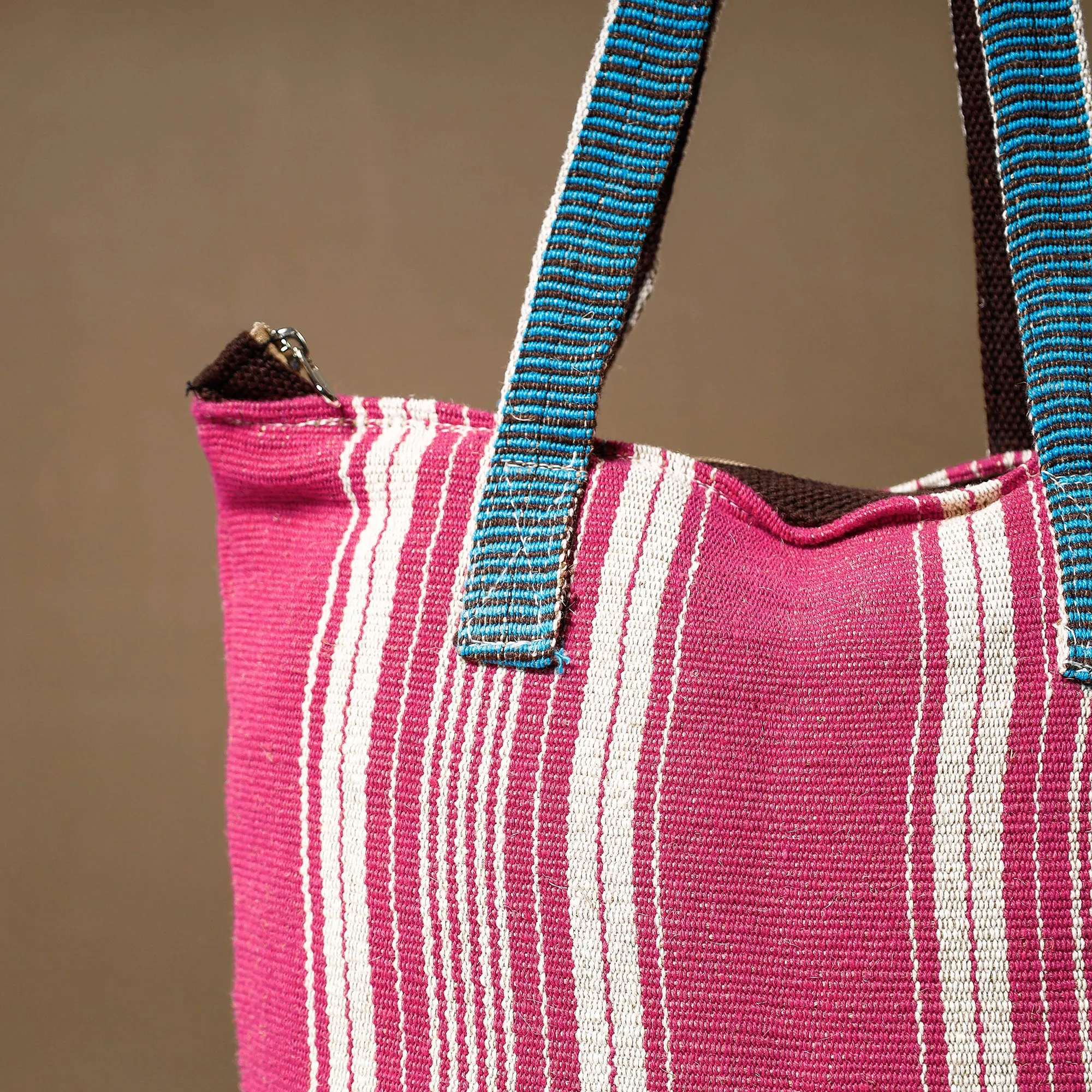 Pink - Handcrafted Jute Cotton Shoulder Bag