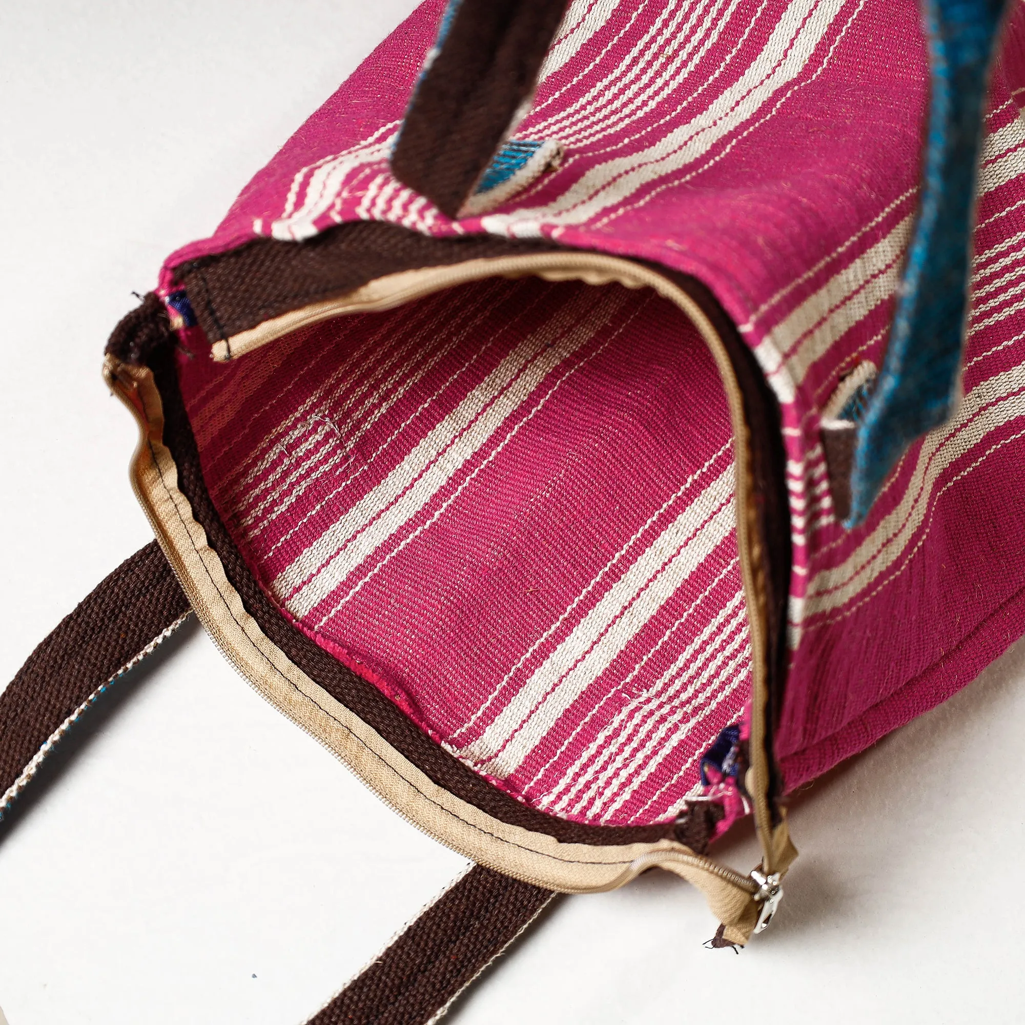 Pink - Handcrafted Jute Cotton Shoulder Bag