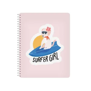 Surfing Dog Girl Keiki Spiral Notebook