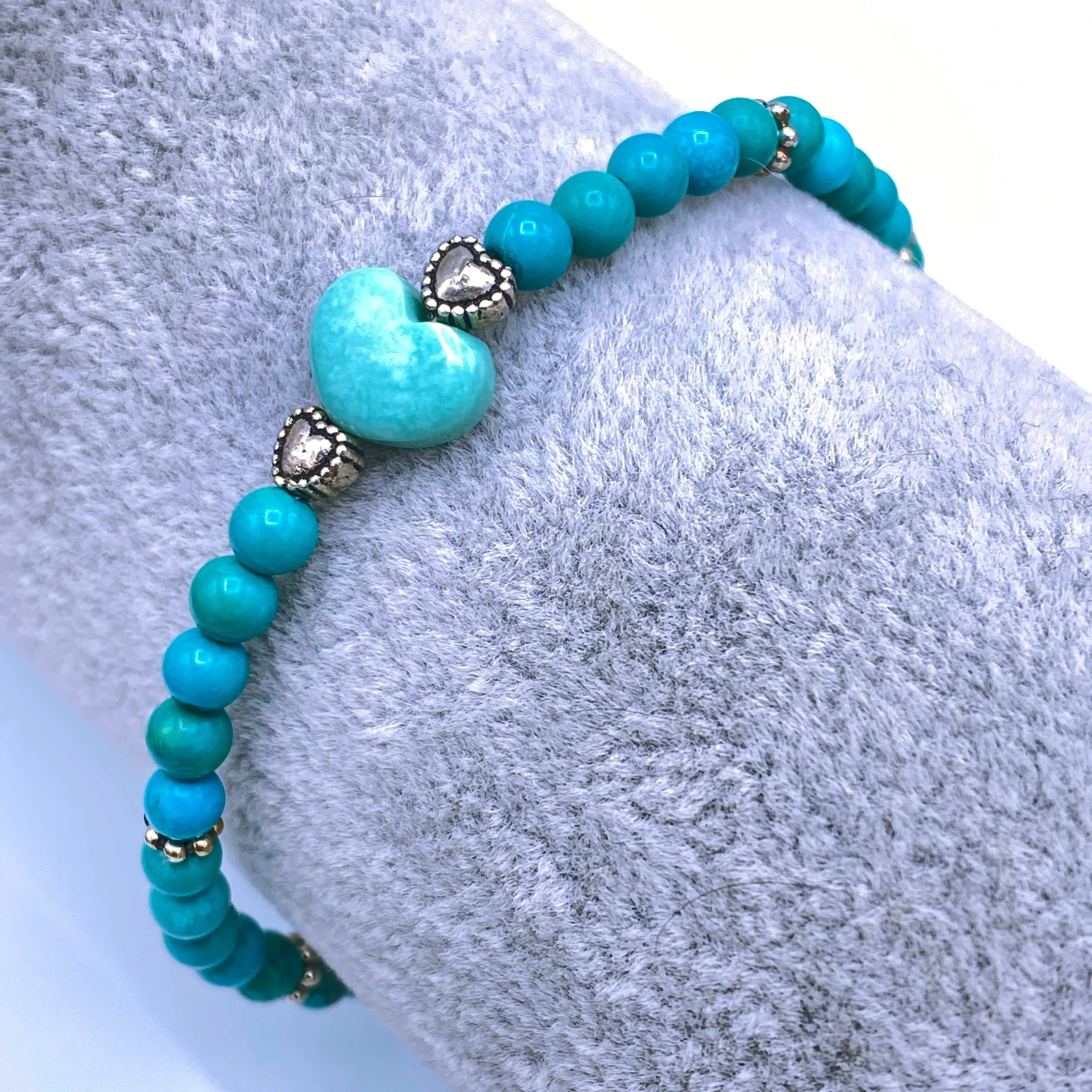 Turquoise Heart and sterling silver bracelet