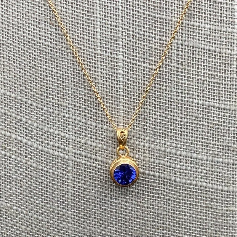 Unique Tanzanite Gemstone Gold Necklace