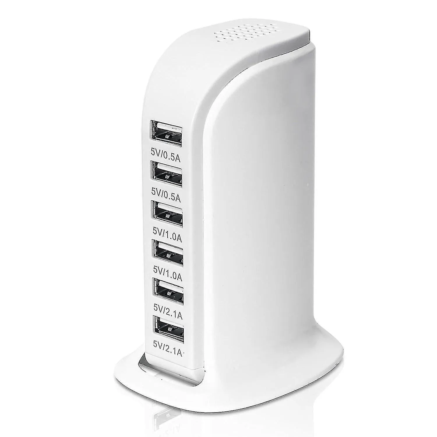 Universal charging station desktop 6 Port USB travel charging dock（White）