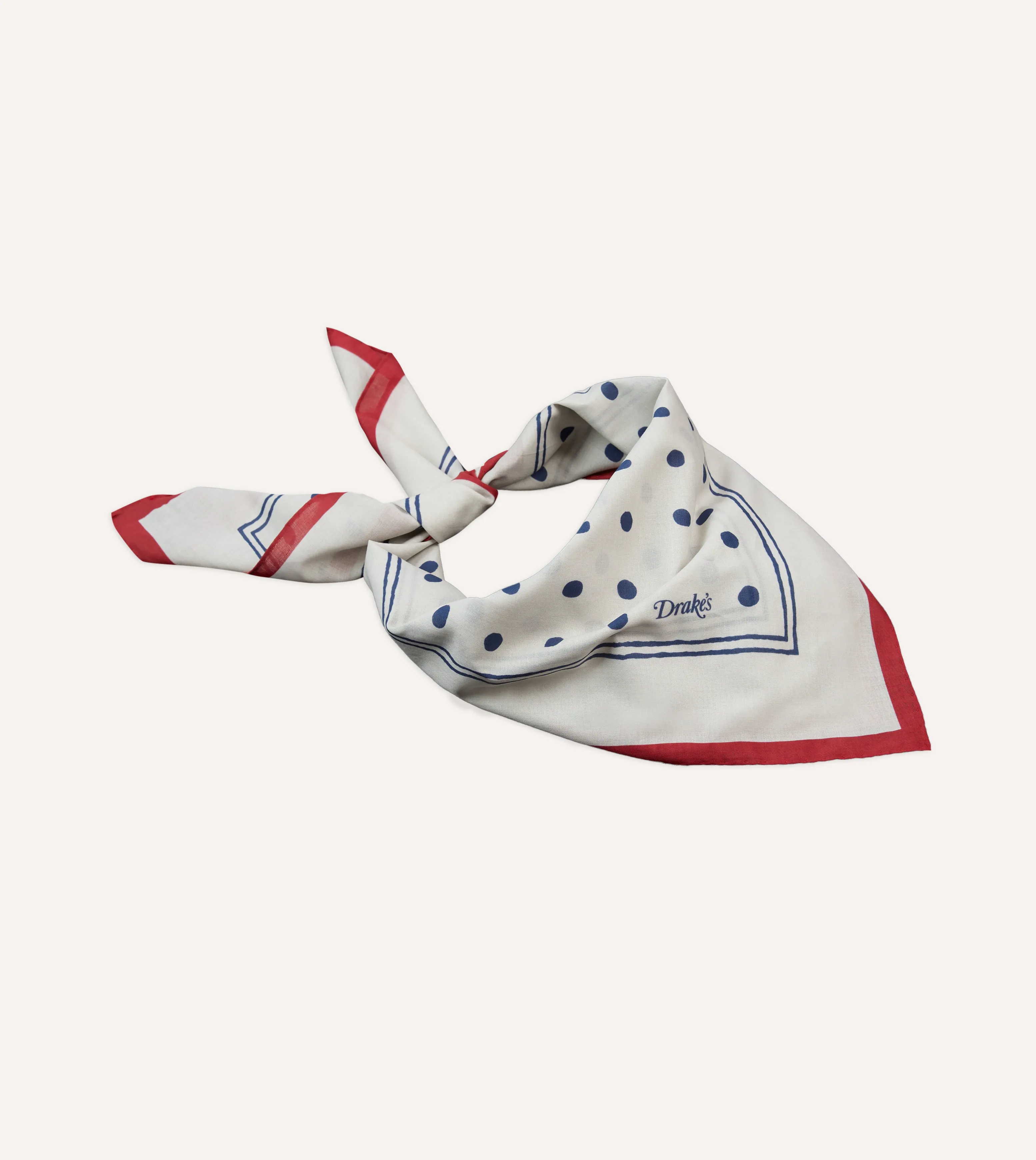 White and Navy Polka Dot Print Bandana