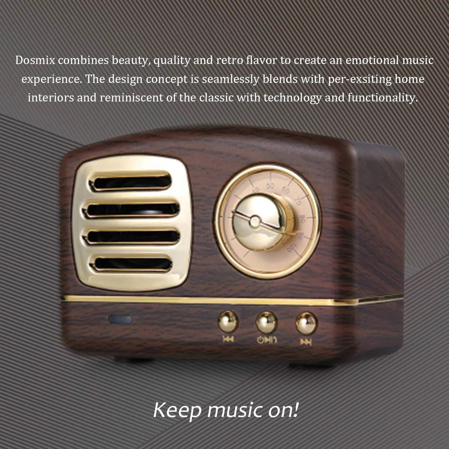 Wireless Stereo Retro Speakers-Wooden