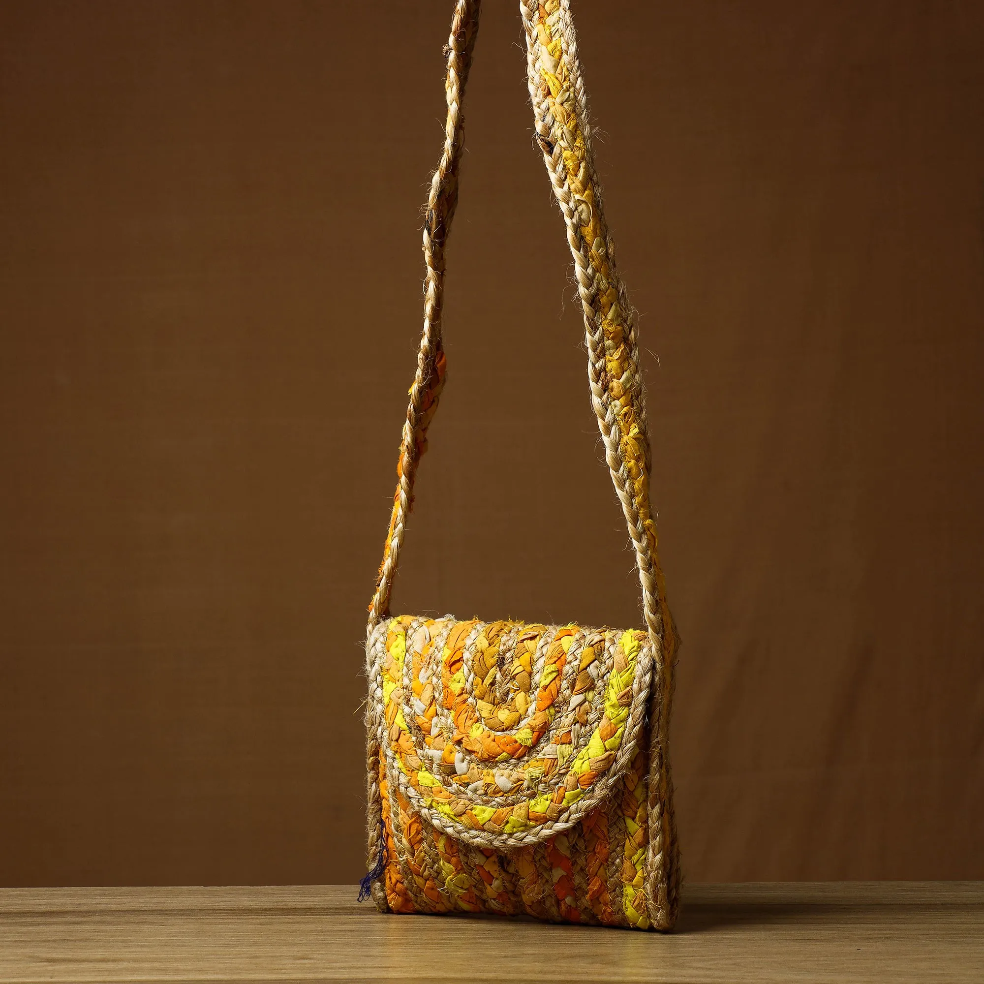 Yellow - Handcrafted Multipurpose Jute Sling Bag