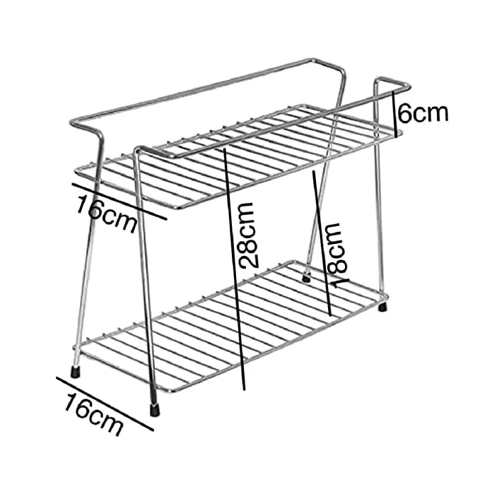 zebzo 3 Pcs Stainless Steel Tiered Shelf Kitchen Rack, Organizer And Space Saver, Counter Top Stainless Steel Tiered Shelf Kitchen Stand With Cup Stand & Shelf(Pack Of 3 In One Box)